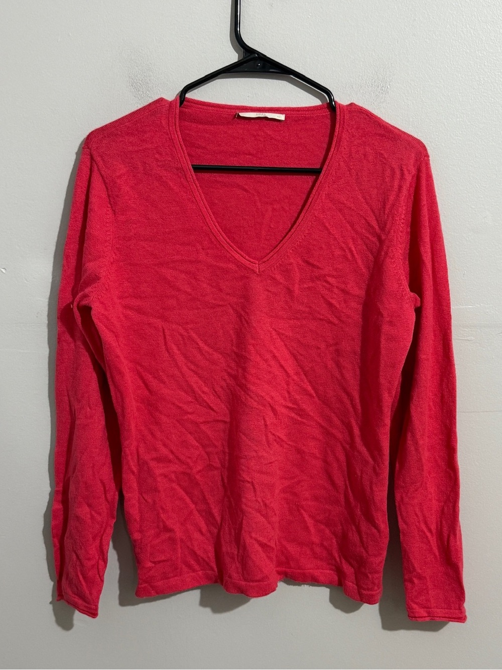 Brax Womens 42 L Pink Wool Cashmere Sweater V Neck Long Sleeve Lightweight Knit